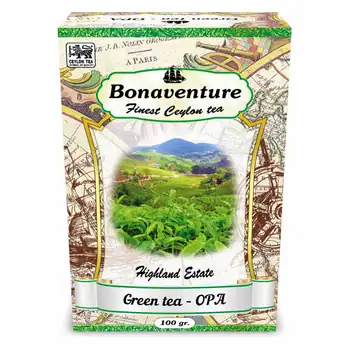 Зелений чай Bonaventure Highland Estate, упаковка 100 г, натуральний цейлонський чай для здорового способу життя.