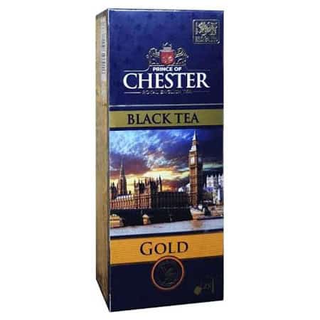 Чорний чай Chester Gold у стильній упаковці, Лондонська архітектура, якісний чай для затишних моментів.