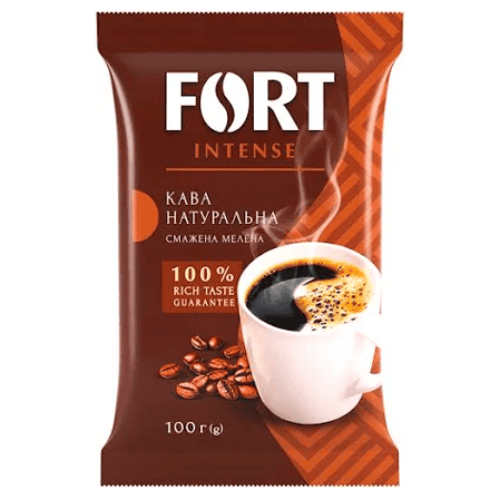 Горнятко натуральної кави FORT INTENSE, крупа мелена, еспресо, українська якість.