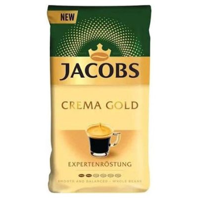 Кава Jacobs Crema Gold в пакуванні, кава для еспресо та кавових напоїв.