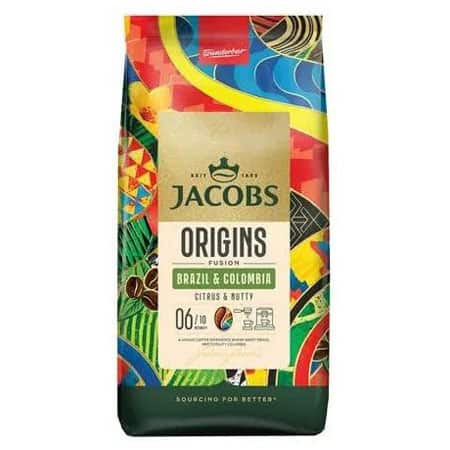 Кава Jacobs Origins Бразилія та Колумбія, цитрус та фруктові нотки, 60 г, мелена, кава для еспресо та фільтрів.